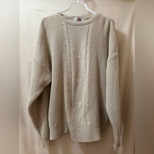 Vintage Hedgely Sport Cream Chunky Knit Sweater Women’s XL Oversized